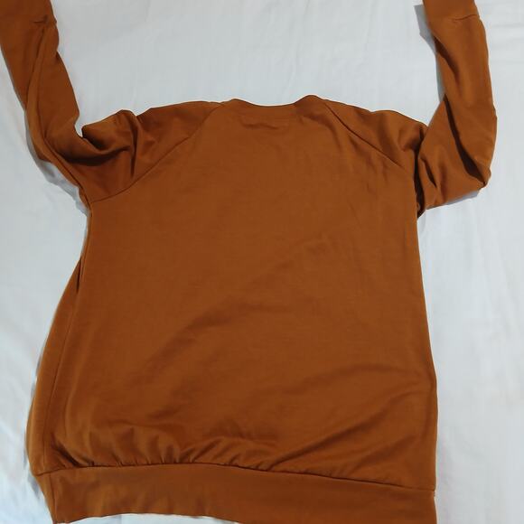 Pumpkin colored Large Long-Sleeve Fall-Themed Knit Shirt Raglan-sleeved - Picture 5 of 10